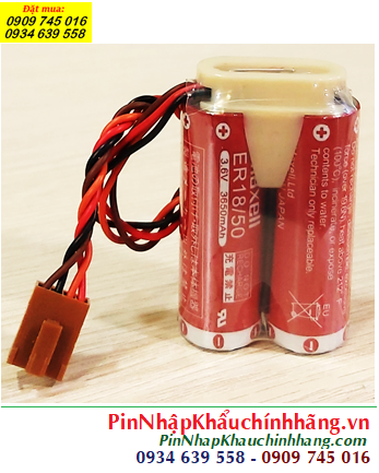 Maxell 2ER18/50 (2viên kết đôi), Pin nuôi nguồn PLC Maxell 2ER18/50 lithium 3.6v 7300mAh /Xuất xứ NHẬT